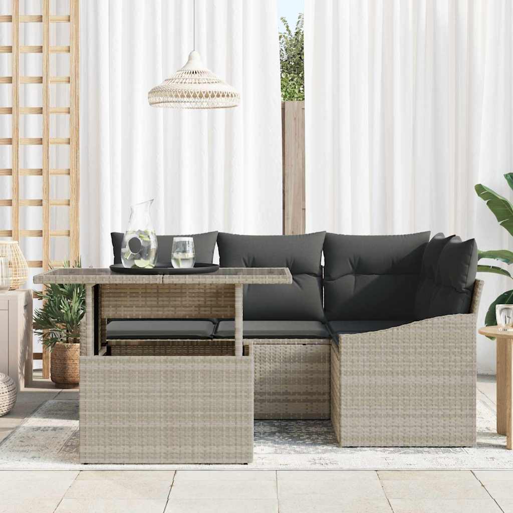 Garten-Sofa-Set 5 pcs Hellgrau und Dunkelgrau 100 x 55 x 73 cm